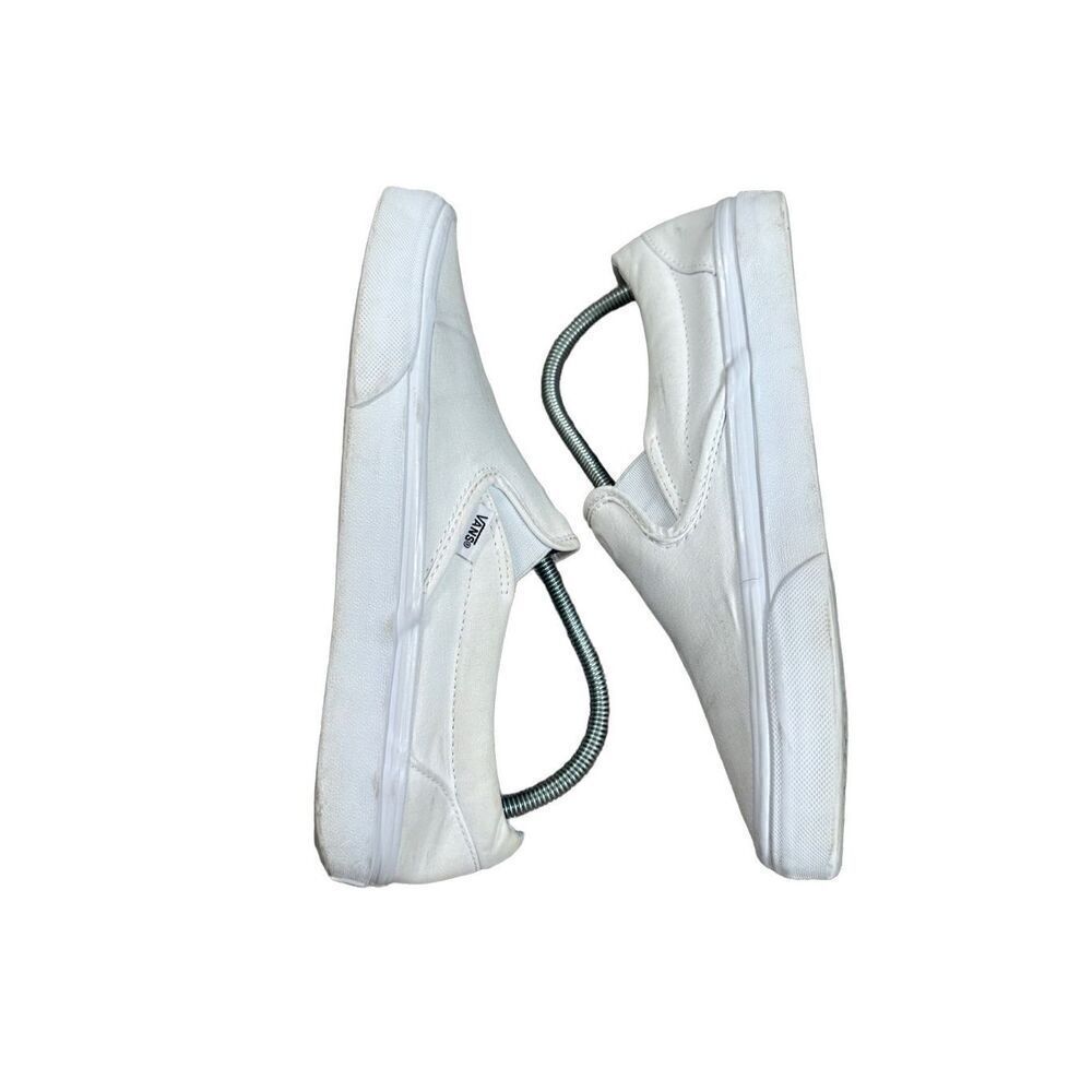 vans white slip on sneakers cavas flat shoes skate unisex women’s 10 men’s 8.5 - Picture 2 of 11